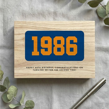 Personalised Year Milestone Giant Wooden Block For Birthday Or Anniversary Gift, 7 of 9