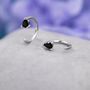 Black Cz Droplet Huggie Hoop Earrings Two, thumbnail 2 of 11