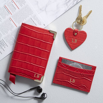 Personalised Red Leather Travel Set, 2 of 6
