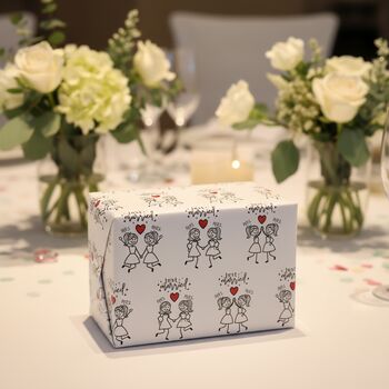 Just Married Wedding Wrapping Paper Set Of Two A3 Sheet, 9 of 12