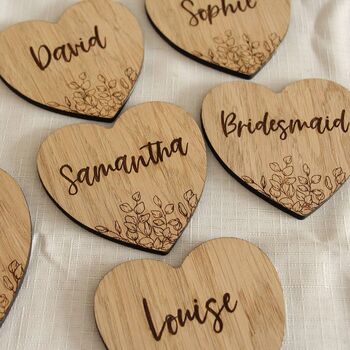 Bulk Floral Heart Engraved Wedding Coasters For Guests, 4 of 4