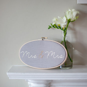 Mr And Mrs Wedding Embroidery Hoop Sign, 5 of 5
