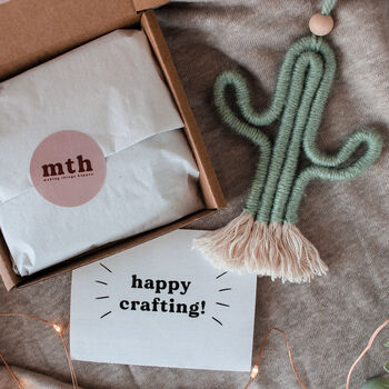 Make Your Own Mini Macrame Cactus Craft Kit, 5 of 6