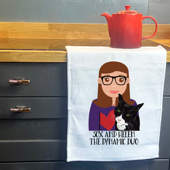 Build Your Own Personalised Cat Mum Gift Tea Towel, 4 of 12