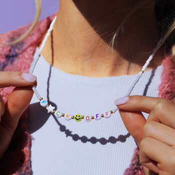 Fuck Off Smiling Face Beaded Necklace, 3 of 10