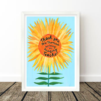 Sunflower Thank You Personalised Teacher Print, 3 of 6