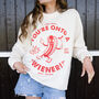 You’re Onto A Wiener Women’s Hot Dog Graphic Sweatshirt, thumbnail 1 of 3