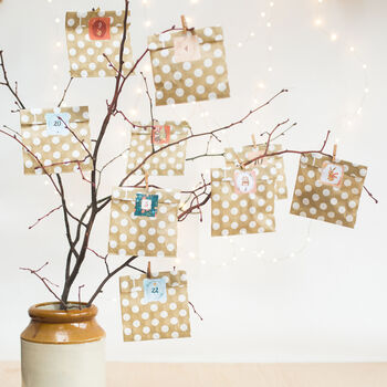 Woodland Christmas Advent Calendar Stickers And Bags, 3 of 10