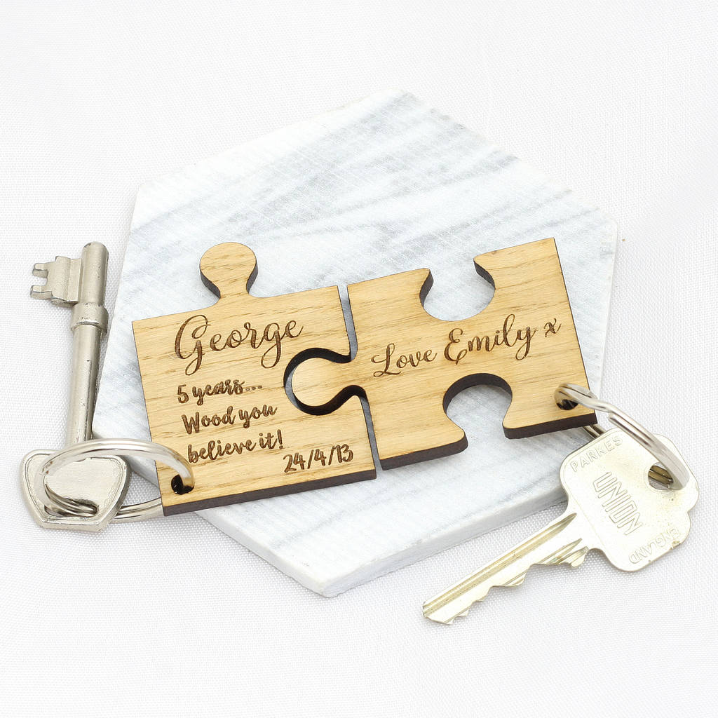 Personalised Jigsaw Oak Keyring Wood You Believe It By Snuggle Feet