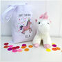 Fluffy Unicorn In Personalised Gift Bag, thumbnail 1 of 3