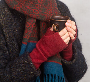 Womens Handmade Soft Wool Wrist Warmers Autumn Colours, 5 of 8