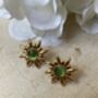 Gold Sun Green Stud Earrings, thumbnail 3 of 6