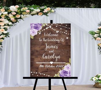 Wedding Welcome Sign Purple Flowers, 2 of 2