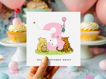Personalised Winnie The Pooh First Birthday Card *Age + Colour Options, 2 of 6