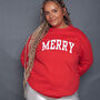 'Merry' College Christmas Jumper Sweatshirt, thumbnail 2 of 8