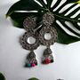 Indian Boho Oxidised Drop Ethnic Jhumkis Earrings, thumbnail 12 of 12