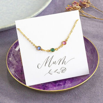 Mini Gold Plated Family Birthstone Link Necklace, 2 of 6