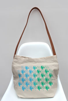 Handbag With Blue And Green Geometric Design, 4 of 7