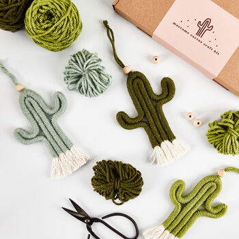 Make Your Own Mini Macrame Cactus Craft Kit In Willow, 3 of 6