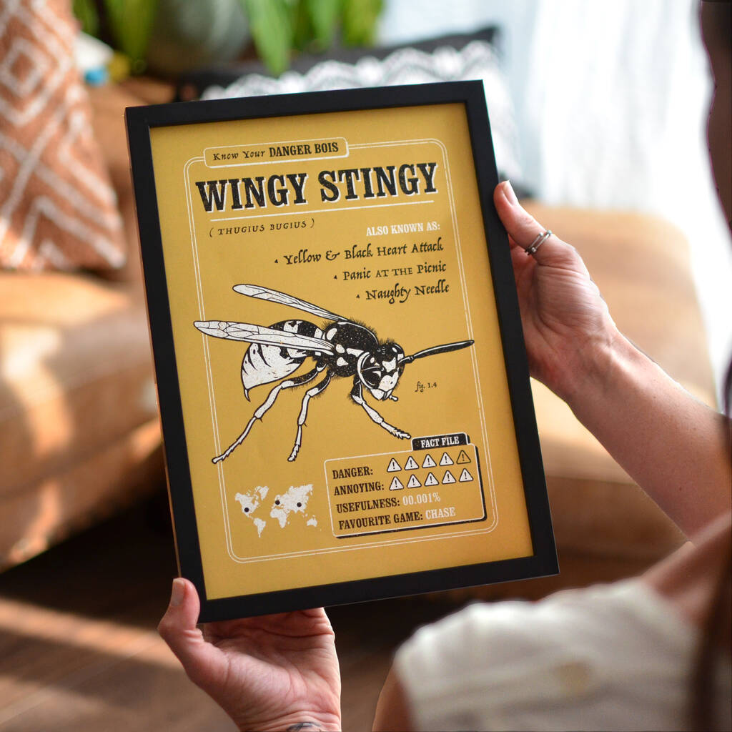 Funny Wasp Art Print, Wasp Fact File By Danger Bois 