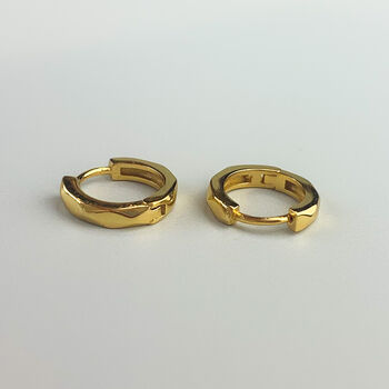 Sterling Silver Geometric Faceted Hoop Earrings, 3 of 5