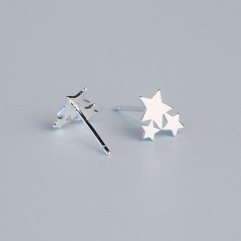 Sterling Silver Star Cluster Stud Earrings, 4 of 6