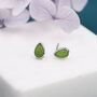 Sterling Silver Genuine Jade Pear Stud Earrings, thumbnail 1 of 11
