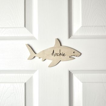 Personalised Shark Bedroom Door Wooden Sign, 4 of 7