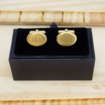 Personalised Men's Gold Plated Oval Cufflinks, 4 of 9