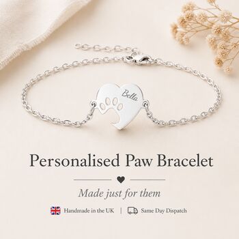 Personalised Dog Paw Print Bracelet Engraved Name, 3 of 8