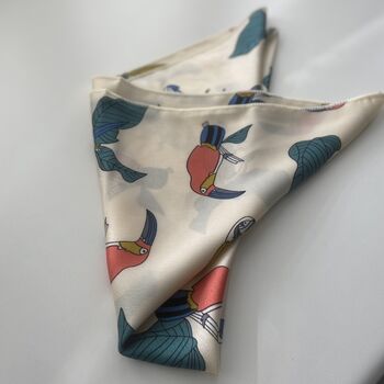 Silk Feel Scarf With Parrot Design, 3 of 4