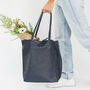 Navy Soft Leather Tote Shopper, thumbnail 1 of 11