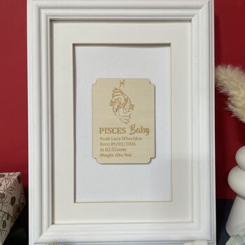 Personalised Pisces New Baby Celebration Wooden Plaque, 4 of 7