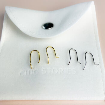 Sterling Silver Minimalist Hook Earrings, 2 of 5