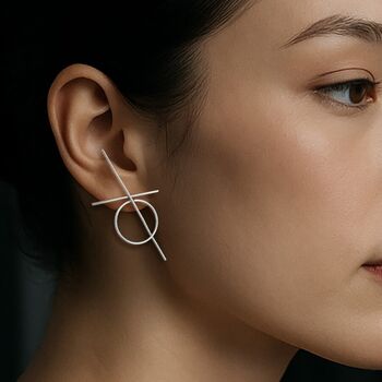 Cross And Circle Gold Plated Silver Modern Studs, 4 of 5