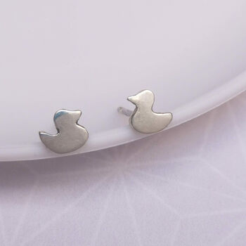Silver Duck Stud Earrings, 2 of 6
