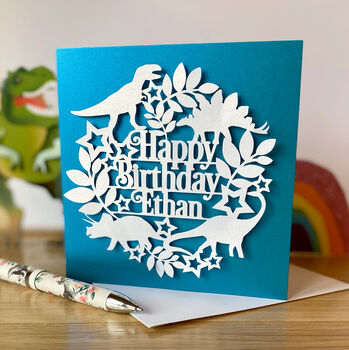 Personalised Dinosaur Happy Birthday Card, 2 of 3