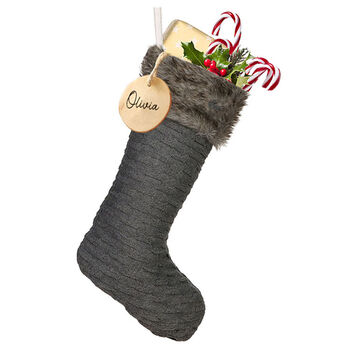 Personalised Nordic Grey Cableknit Stocking, 3 of 4