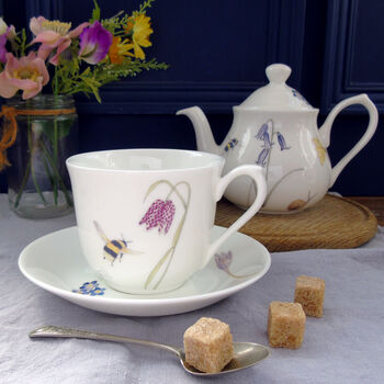 Bee And Spring Flowers China Teacup And Saucer, 9 of 11