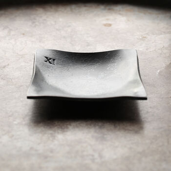 11th Anniversary Curved Square Steel Dish. Smooth Finish, Two Sizes, 2 of 12