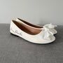 Personalised Bridal Prom White Bow Pump Slip On Flats, thumbnail 3 of 7