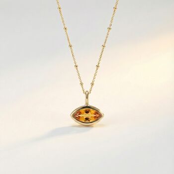 Siren’s Teardrop Sunset Citrine Necklace Gold Or Silver, 4 of 4