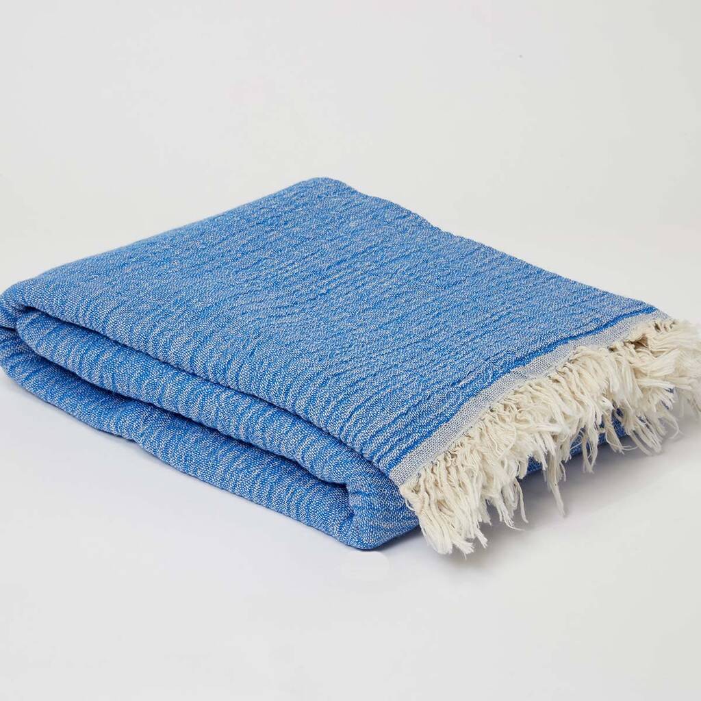 Blue Cotton Muslin Towel, 1 of 7