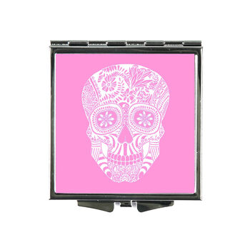 Pink Skull Compact Mirror And Lens Cloth Set, 3 of 7