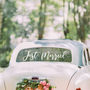 White Script Just Married Car Sticker, thumbnail 1 of 3