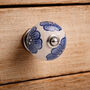 Set Of Two Ceramic Blue Flowered Drawer Pulls, thumbnail 1 of 2