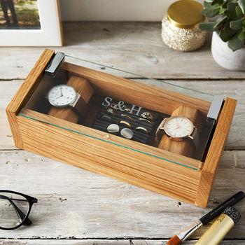 Personalised Etched Glass Cufflinks And Watch Box, 5 of 11