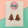 Royals / Dark Blue, Gold And Pink Glitter Christmas Tree Earrings, thumbnail 2 of 2