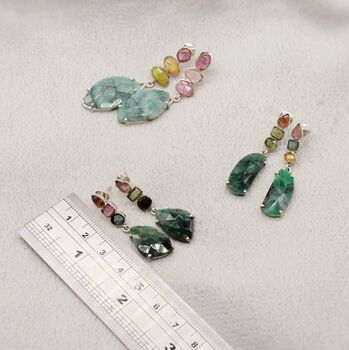 Emerald Tourmaline Sterling Silver Earrings, 8 of 9