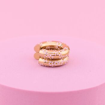 White Daisy Flower 18ct Gold Plated Chunky Hoop Earrings, 3 of 4